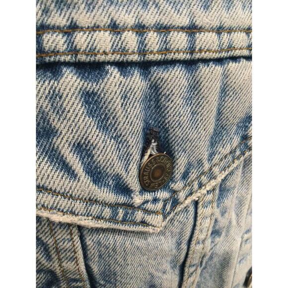 Vtg Levi’s trucker jean jacket men M thrashed USA gorpcore emo punk Western rock - Picture 7 of 16